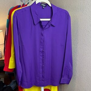 Express Royal Purple Portofino Button-Up Blouse